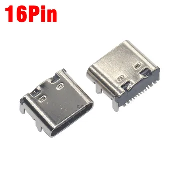 100gab USB 3.1 C Tipa 16Pin Sieviešu SMT Kontaktligzda Uzlādes Ostas PCB Lodēt Savienotājs
