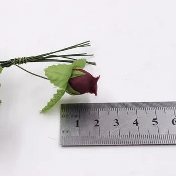 12pcs/saišķis mākslīgā zīda mini rožu pumpuru, ziedu galvas DIY ziedu pušķi, dāvanu kastē scrapbooking kāzu mājās partijas apdare