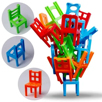 16 Gabali/set Krēslu Spēle Mini Atlikums Plastmasas Celtniecības Bloki Paaugstināma Krēslu, Rotaļlietu Ģimenes Puzzle Spēle, Līdzsvara Mācību Rotaļlietas