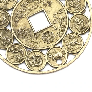 1GB Diametrs:4.5 cm Cinka sakausējuma Auspicious Laimīgs Ķīniešu Zodiaks Feng Shui Monētas Par Veiksmi Amuletu Pārtikušu Aizsardzība