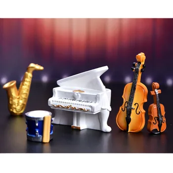 1PC Mini Retro Simulācijas Mūzikas Instrumentu Rotājumi, Klavieres, Vijoli, Ģitāru Namiņš Rotājumu Modelis Rotaļlietas Ainavu Rotājumi