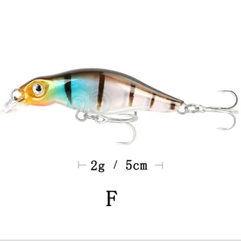 2gab/iepak 6 krāsas maza izmēra 5cm 2g ultra light mini-platgalve lure cietās plastmasas wobbler mākslīgās zivju ēsmas svaiga forele, asaris