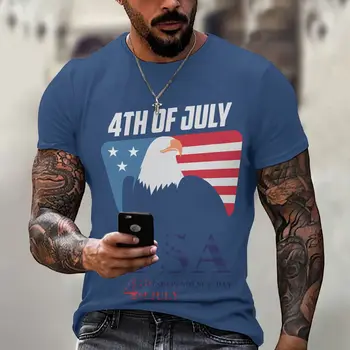 3D Drukāšana Amerikāņu Karogu Vīriešu T-Krekli Modes Vasarā ASV Karavīrs Ērglis Kaujas Kaitējumu Stila Personības Daudzpusīga Zaudēt Oversize
