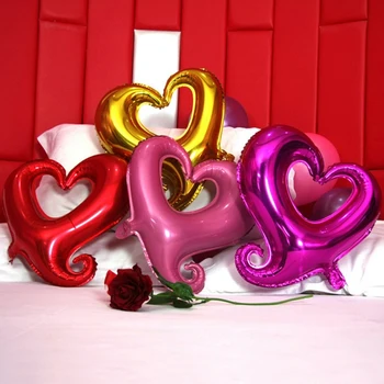 3pcs Lielu Dobi Sirds Forma, Folija Baloni, Kāzu Dekorēšana Hēlija Balonu Valentīna Diena Zelta Sirds Puses Piederumi Baloni