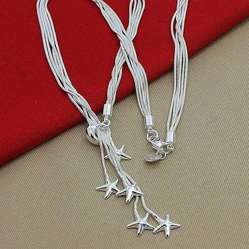 925 Kaklarotas Rotaslietas Romantiska Starfish Ķēdes Kaklarota Sievietēm Sudraba Pārklājumu Rotaslietas Mātes Diena Dāvanas