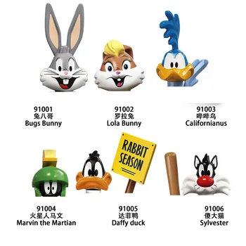 Anime Sērijas Bugs Bunny Lola Zaķis Daffy Duck Sylvester Mini Skaitļi Ķieģeļi Rotaļlietas Celtniecības Bloki Diy Samontēti Modelis