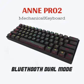 Anne Pro2 Bluetooth 5.0 Tips-C RGB Izgaismotu Gaismas Anti-spoku Mini Mechanical Gaming Keyboard Kailh Rūtiņu Pārslēgt Tastatūras Ass