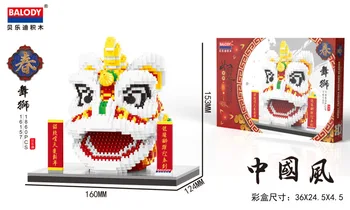 Balody Lauva Deju Vadītājs Mini Celtniecības Bloki, Tradicionālās Kultūras 3D Modeli, Ķīniešu Jaunais Gads, Dimanta Mikro Ķieģeļi Rotaļlieta Bērniem