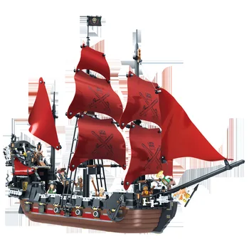 Black Pearl Kuģi Queen Anne ' s Revenge Karību jūras Pirāti Ķieģeļi Pirātu Kuģi, Laivas Modeli, Celtniecības Bloki Zēniem Rotaļlietas, Dāvanas