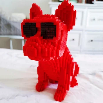 Boyu 7057 Dzīvnieku Pasaules Brilles Buldogs Suns Red Pet 3D Modelis DIY Mini Dimanta Bloki, Ķieģeļi Celtniecības Rotaļlieta Bērniem, kas nav Kaste