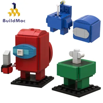 Buildmoc Karstā Pārdošanas Spēles-Spēles Raksturs Galvām BrickHeadz Lelles Kosmosa Svešu Skaitļi Idejas, Celtniecības Bloki, Rotaļlietas, Dāvanas,