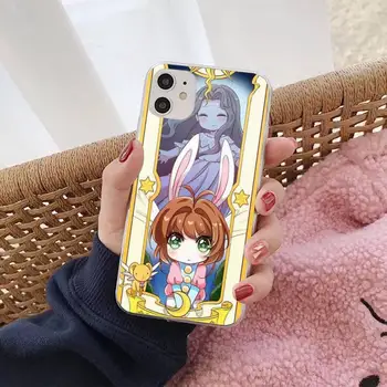 Cardcaptor Sakura Burvju nūjiņu Mēness Tālrunis Lietā par iphone 13 8 7 6S Plus X 5S SE 2020. GADAM XR 11 12 mini pro XS MAKS.
