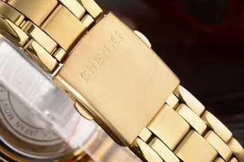 CHENXI Brand Classic Delikāts Rhinestone Pāris Mīļāko Pulksteņi Modes Luksusa Zelta Nerūsējošā Tērauda Vīriešiem un Sievietēm Skatīties Orologi Coppia