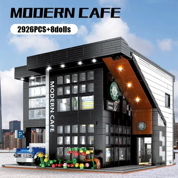 City Cafe Club, Bārs Arhitektūras Modeli, Celtniecības Bloki Komplekti KM Idejas, Kafijas Veikals Street View Ķieģeļi DIY Rotaļlietas Bērniem Aldult