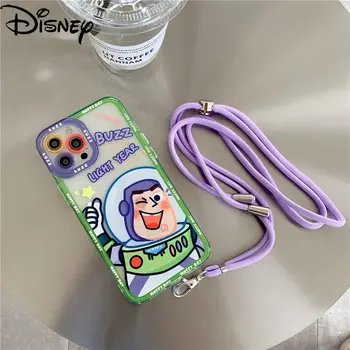 Disney Buzz Lightyear IPhone 7/8P/X/XR/XS/XSMAX/11/12Pro Silikona Karikatūra Siksniņa Anti-kritums Mobilo Telefonu Gadījumā