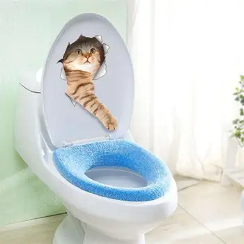 DIY 3D Funny Kaķis Vannas istaba, Tualete Dekoratīvās Sienas Uzlīmes, Vinila Uzlīmes Mūra Mājas Dekors Bērniem Dāvanu Tapetes