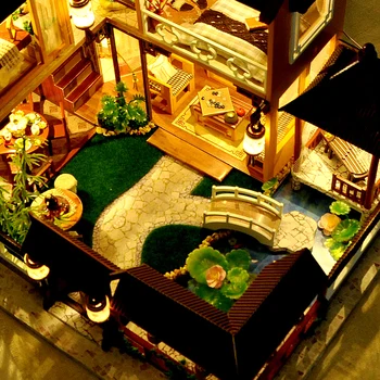 DIY Lelle, Mājas mēbeles, Mēbeles Lotus Pond Moonlight Miniatūra leļļu Namiņš Rotaļlietas Bērniem Gudrs Ģimenes Māja Casinha De Boneca Māja