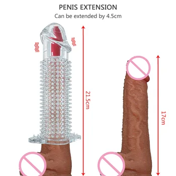 Dzimumlocekļa vibratori Prezervatīvu Atkārtoti Dzimumlocekļa Uzmava Extender Reāli Silikona Pagarināšanu Seksa Rotaļlietu Vīriešiem Gailis palielinātāju, noteikti Apvalku Kavēšanās