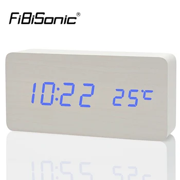 FiBiSonic LED Koka Modinātājs Digitālo Skatīties Despertador Darbvirsmas Saat Pulkstenis Reloj Galda Modinātājs AAA/USB