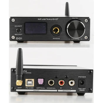 FX-Audio D01 USB DAC Pastiprinātāju, Austiņas Bluetooth 5.0 ES9038Q2M 32Bit 768kHz DSD512 XU208 Pastiprinātāju Līnijas Izeja audio Dekoderi