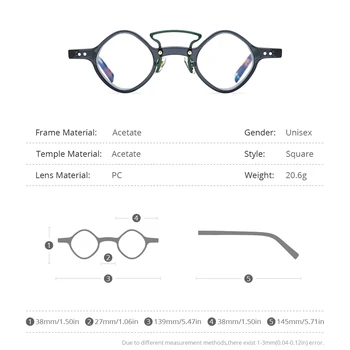 HEPIDEM Acetāts Brilles Rāmis Vīriešu, Vintage, Retro Nelielu Dimantu Brilles Sievietēm Optisko Recepšu Brilles Briļļu 9184