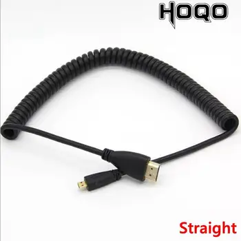 Hoqo HDMI-Saderīgam Atsperu Vijumu Spirāle Kabeļu Vīriešu Spraudni 90 grādu Mikro HD Male Plug Kabeli TV Ciparu Kameras Displejs