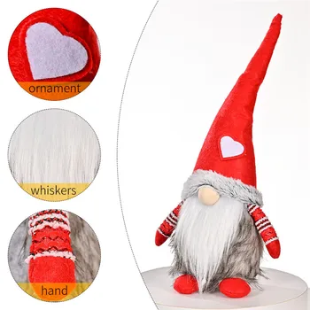 Jauki Gnome Lelle Ar Gariem Red Hat Sirds Stils Ziemassvētku Mājas Puse Windows Dekoratīvās Lelle Stāv Jaunais Gads, Bērniem Dāvanas 2022