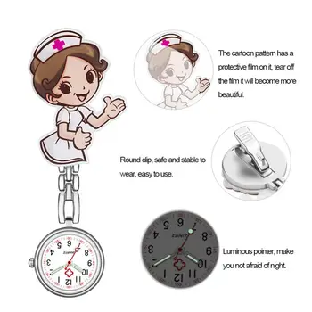 Jauki karikatūra māsa pulksteņi Ciparu Analogais Kvarca Klipu Fob Medmāsa Ārsts Karājas Gaismas Kabatas pulkstenis kabatas pulksteņi unisex