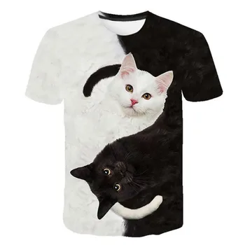 Jaunu Atdzist modes t krekls vīriešiem un sievietēm, divi kaķi drukāt 3d t krekls vasaras īsām piedurknēm t krekli vīriešu t krekli