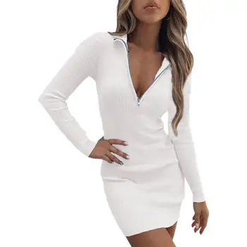 Jaunā Sieviešu Mini Bodycon Kleita Dziļu V Veida Kakla Garām Piedurknēm Sexy Lady Apvalku Slim Kleita Streetwear Tērpiem Puse Apģērba Ir 2021.