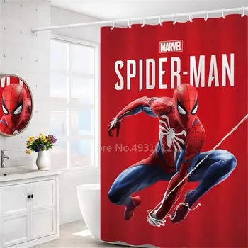 Jaunās Disney Multfilmas Zirnekļcilvēka Dušas Aizkari Avengers Ūdensizturīgs Vannas istaba Vannas Aizkaru 180x180cm Ar Āķi