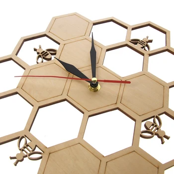 KARSTĀ zāģēšanai Pulkstenis Medus Bišu Medus Ķemme Sešstūra Rakstura Skatīties Sienas Pulkstenis Ģeometriskā Virtuves Mākslas Dekori
