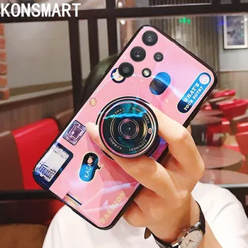 KONSMART Case For Samsung A32 5G Retro 3D Kameru Telefonu Gadījumos Galaxy A32 Cute Karikatūra Mīksta Silikona Aizmugurējo Vāciņu Ar Turētāju