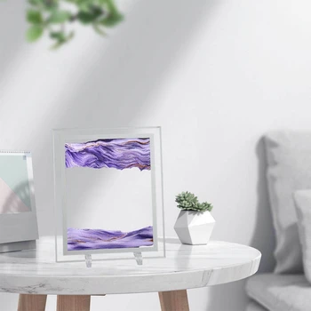 Kustīga Smilšu Attēlu Rāmis Šķidruma Ainavu Glezniecība Stikla Foto Galda Rotājumi 3D Vision, kas Plūst Smilšu Glezna