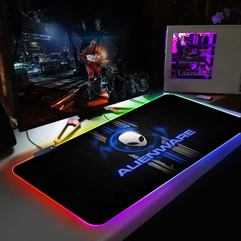 LED Gaismas alienware Spēļu Pele Spilventiņu RGB Tastatūras Vāciņš neslīdoša Gumijas Datoru Paklāju Galda Paklājiņš PC Spēles rgb peles paliktņa 900x400
