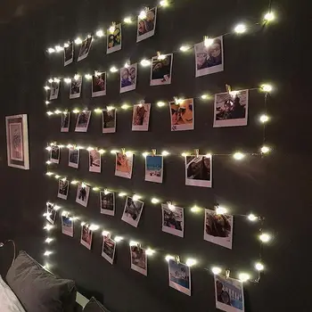 LED Klipu Gaismas Stīgu Pakārt Fotogrāfijas Gaismas Laternu Gaismas Attēlu 10M Partijas Interneta Slavenība, Telpu Dekorēšana Lampas