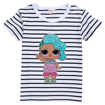LOL Pārsteigums Lelle Vasarā Meitenes Bērniem Gudrs Svītrains Kokvilnas T Krekls Bērnu Bērni Mājās Svītru T-krekls, t-veida Topi Valkāt Apģērbu