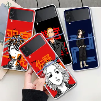 Mobilo Telefonu Gadījumā Samsung Galaxy Z Flip 3 5G Caurspīdīgs Korpuss ZFlip 6.7 Collu Capa Cietais Apvalks Fundas Anime Karstā Tokyo Revengers