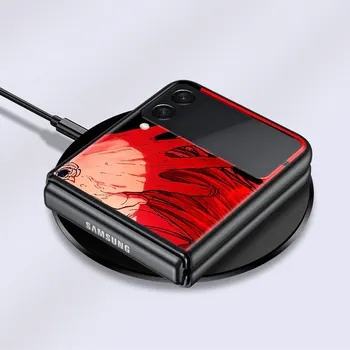 Mobilo Telefonu korpusu Samsung Galaxy Z Flip 3 5G Gadījumā Jujutsu Kaisen Anime Shell Luksusa Segtu ZFlip Black Grūti PC Coque
