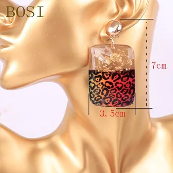 Modes Rotaslietas Leopard Akrila boho Sveķu Multicolor Vilināt zelta Auskari Sievietēm Ģeometrija un Lielie Auskari Acetāts paziņojums