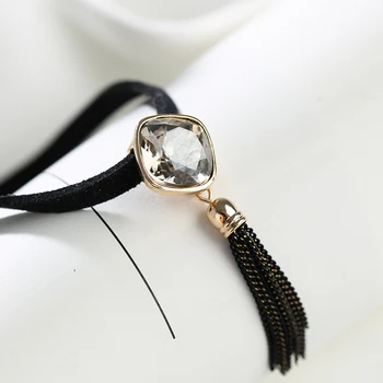 Neoglory Modes Crystal Black Atdzist Pušķis Ķēdes sānslīdi kaklasaite Gothic Lolita Kaklarotas Sievietēm, Meitenēm Karstā Dāvanu Rotaslietas 