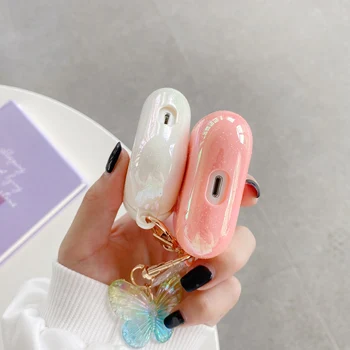 Par Airpods Pro Karstā Korea Stilā Krāsains lietus lāses Gadījumā par Apple Airpods Pro Bezvadu Austiņas nosedz ar Tauriņu Atslēgu Riņķi
