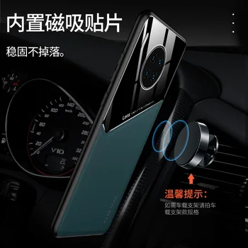 Par Huawei Y9A Gadījumā Luksusa Mīkstas Ādas tekstūru Magnētiskās aizsardzības Aizmugurējo Vāciņu Gadījumā huawei y9a pilnībā segtu telefona apvalks