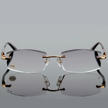 QIFENG Lasīšanas Brilles Vīrieši Sievietes Dimanta Griešanas bez apmales Dioptriju Presbyopic Sieviešu, Vīriešu Brilles +1.0+1.5+2.0+2.5+3.0 QF291