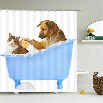 Sadzīves Smieklīgi Dušas Aizkars Vannas Istabā Aizkaru Apdare Ūdensizturīgs Kaķis Vanna Multi-Izmērs Radošas Personības Dušas Aizkars