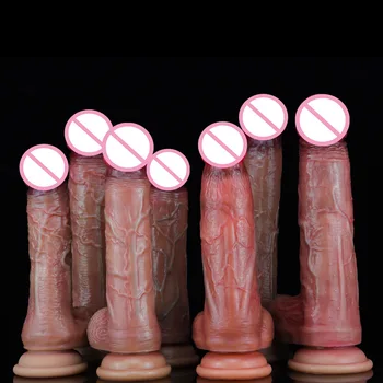 Seksa rotaļlietas Ādas Sajūta Reālistisks Dildo Ar piesūcekni Reālu Mīksto Milzīgs Penis Erotiska Seksa Rotaļlietas Sievietēm, Šķidro silikonu