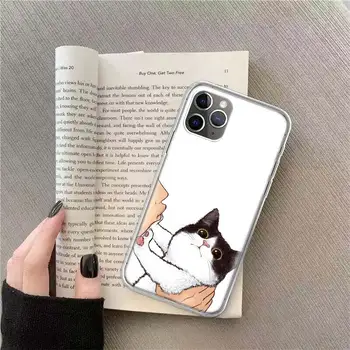 Skūpsts Kaķis Cute Kaķēns Karikatūra Tālruņa Apple Iphone 12 13 Pro Max Mini 11 8 7 6 6S Plus X XS XR Gadījumā 5 5S SE 2020. gadam Korpusa Vāka