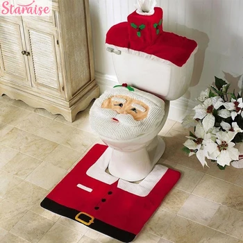 Staraise 3pcs Iedomātā Santa Claus Paklājs Seat Vannas istabas Komplekts Contour Paklāju Ziemassvētku Rotājumi Navidad 2019 Ziemassvētki Puse ierosina Jauno Gadu