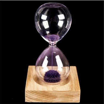 Stikla Dzelzs Pulveris Smilšu Dzelzs Ziedēšanas Magnētisko smilšu pulkstenis ar Iepakojumu, smilšu pulkstenis 13.5 * 5.5 cm Koksnes, Koka Sēdeklis, Dāvanas, Dāvanu