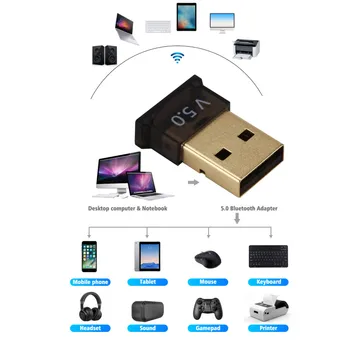 USB Bluetooth Adapteriem 5.0 Bezvadu Datora Audio Uztvērējs, Raidītājs Sargspraudnis Klēpjdatoru Austiņas Mini Sūtītājs Office Home Piederumi